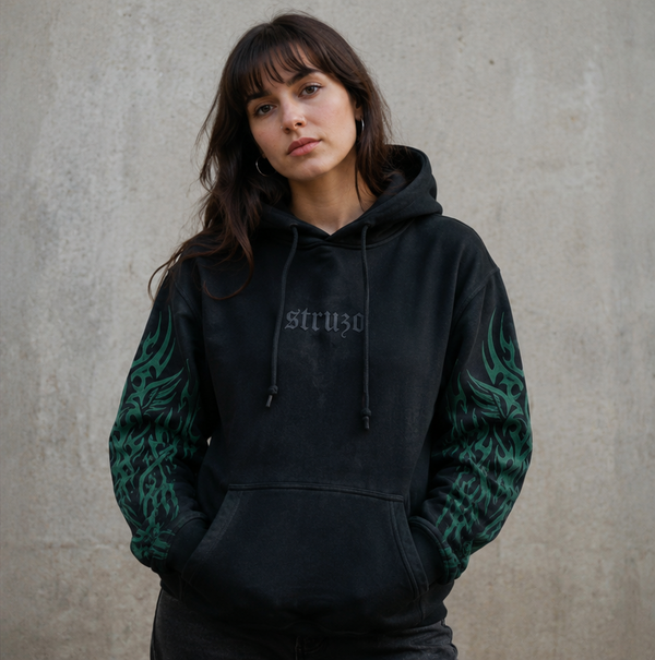 Black Angel Wings hoodie with tonal embroidered chest logo